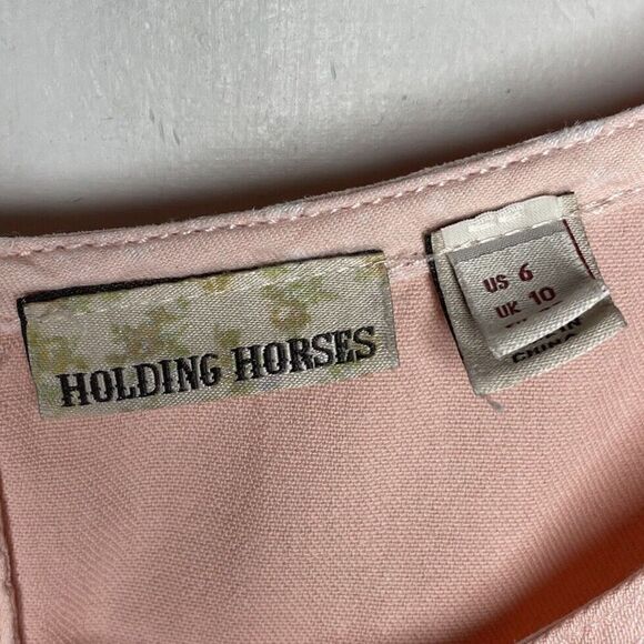 ANTHROPOLOGIE Holding Horses Dress Womens 6 Pink Dip Dye Mini Cotton Pockets - Picture 9 of 11